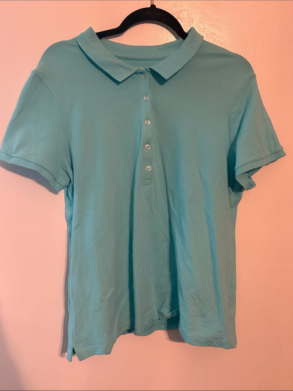 croft & barrow Light Aqua Button-Front Polo Shirt Size XL - Picture 2 of 5